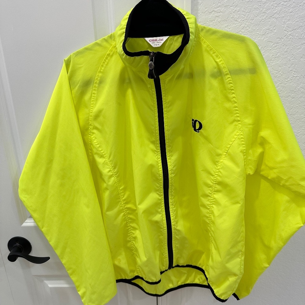Pearl Izumi Bright Neon Yellow Full Zip Wind Jacket Size Large